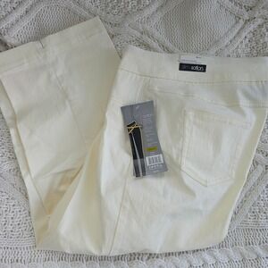 Slim-Sation Capri Pants Ecru Ivory‎ Tummy Control Pull On Womens 14 NWT